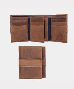 Genuine Real Leather Trifold Wallet Brown 3803