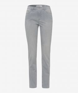 Women's BRAX grey slim leg jeans made in an ultralight fabric for summer. 5 pockets.