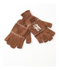 Alpaca Fingerless Gloves Motif Tan