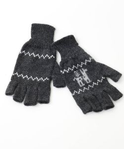 alpaca fingerless gloves motif charcoal