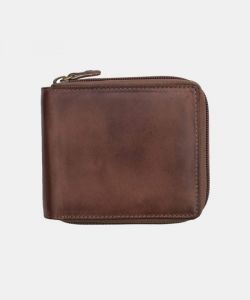 Primehide Leather RFID Zipped Wallet Brown 6427