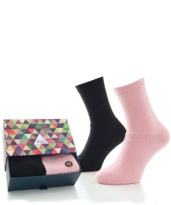Alpaca Sock Box Cushioned Sole Black & Pink