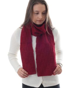 Alpaca Square Knitted Scarf Red