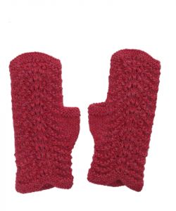 Alpaca Scallop Edge Fingerless Gloves Raspberry Pink