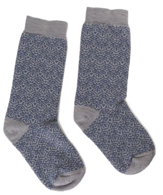 Alpaca Jacquard Socks Blue Grey