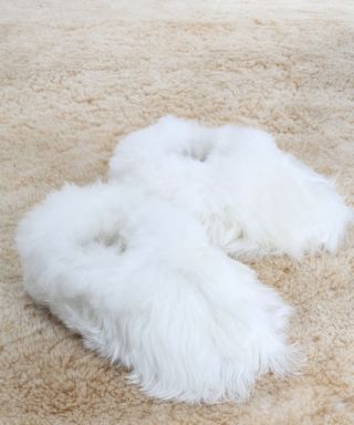 Alpaca Fur Slippers White