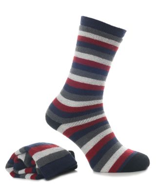 Alpaca Stripey Socks Navy