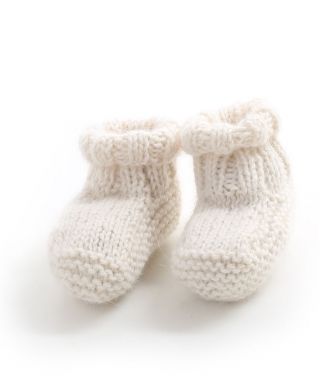 Alpaca Hand Knitted Baby Slippers Cream