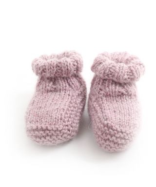 Alpaca Hand Knitted Baby Slippers Pink