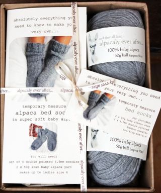 Alpaca Bed Sock Knitting Kit Grey