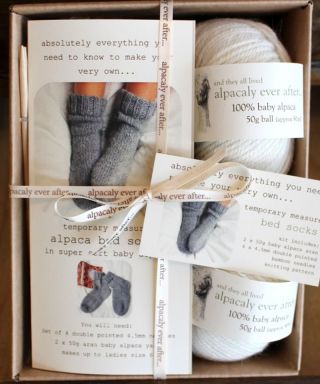 Alpaca Bed Sock Knitting Kit Cream