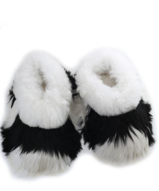 Alpaca Fur Slippers Black & White
