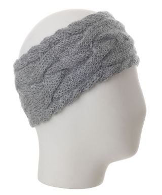 Alpaca Cable Knit Headband Grey