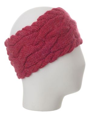 Alpaca Cable Knit Headband Raspberry Pink