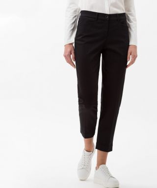 BRAX women's black cotton chinos in a 7/8 cropped length, high quality and flattering fit