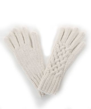 Alpaca Snake Cable Knit Gloves Natural