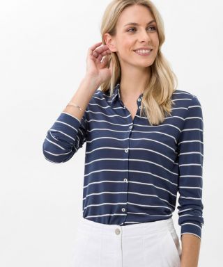 BRAX Celina Striped Jersey Shirt Indigo