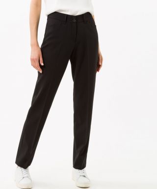 BRAX women's black wool trousers with button and zip fastening with belt loops