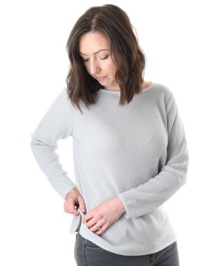 Women's light grey 'Daniela' jumper knitted in baby alpaca by Artisan Route, square neck line