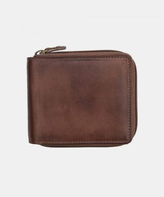 Primehide Leather RFID Zipped Wallet Brown 6427