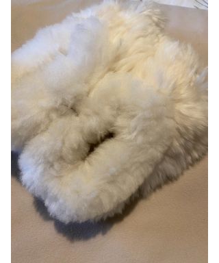 Children's Alpaca Fur Slippers White - Size 7