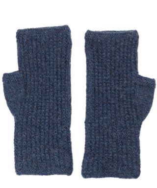 Mens Fingerless Alpaca Gloves Denim Blue