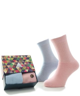 Alpaca Sock Box Cushioned Sole Blue/Pink