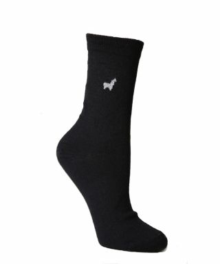 Unisex black alpaca and silk socks with alpaca motif and elasticated cuff perfect for everyday