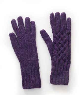 Alpaca Cable Knit Gloves Purple