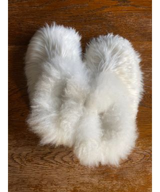 Children's Alpaca Fur Slippers White - Size 9