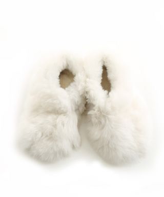 Childrens Alpaca Furry Slippers White Sizes 13-2