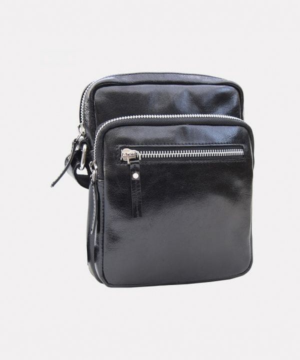 Prime Hide MILANO Mens Black Leather Small travel pouch Crossbody Bag Flight Bag 