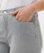 BRAX grey slim leg jeans with 5 pockets, zip and button fastening. Quality lightweight fabric.